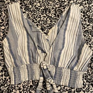 LA Hearts blue/white light crop top ties